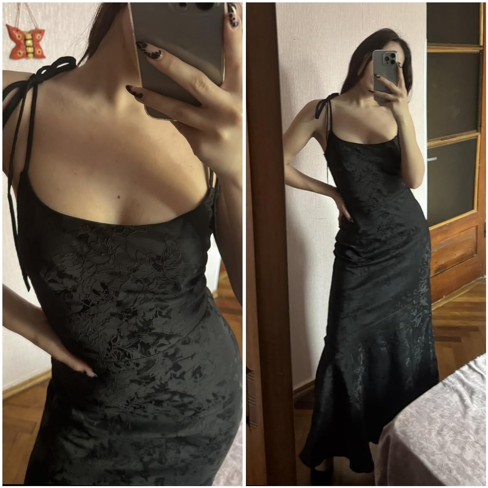 NWT Jeheth Black Satin Floral Corset Embroidered Formal Mermaid Maxi Dress 6 - Picture 8 of 16